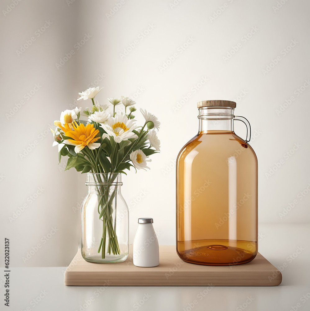 mockup blank white bottle with flowers mockup blank white bottle with flowers