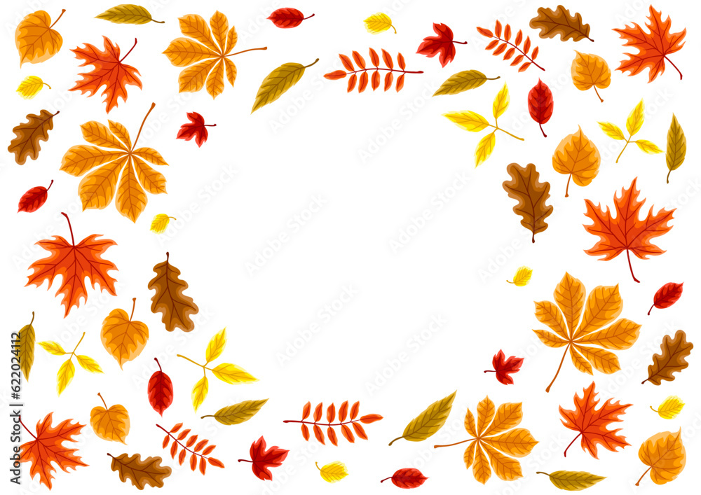 Background with autumn leaves. Illustration with various foliage. Background with autumn leaves. Illustration with various foliage.