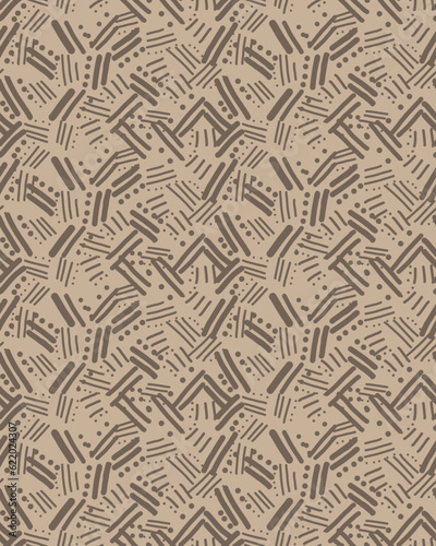 Browns Rhythmic Lines Dots Texture Print Coordinate, Vector Seamless Repeating Pattern