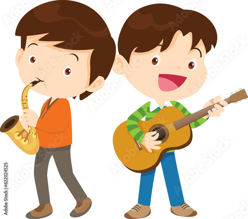 Children sing and Playing Musical instruments music kids