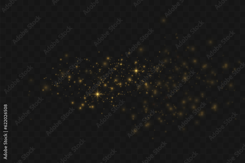 Starry gold dust, flash light spark, sparkle stars