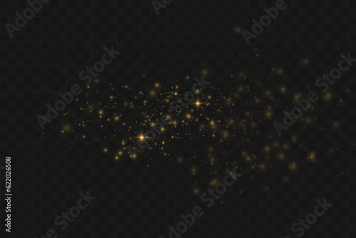 Starry gold dust, flash light spark, sparkle stars