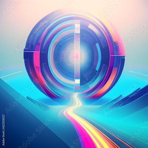 futuristic world where the lines between reality and virtuality blur. Create a captivating narrative set against a colorful abstract background that resembles a mesmerizing kaleidoscope.