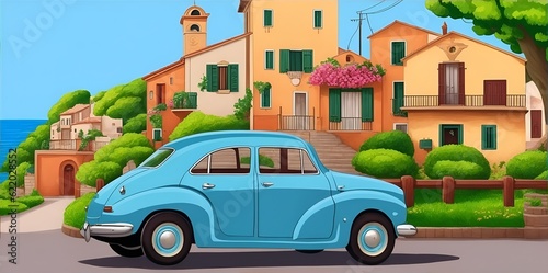 Beautiful car illustration. AI generated illustration © vector_master