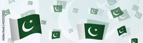 Pakistan flag-themed abstract design on a banner. Abstract background design with National flags.