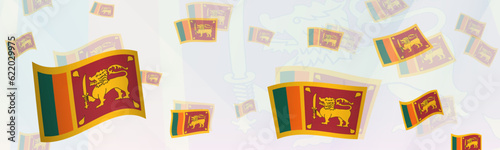 Sri Lanka flag-themed abstract design on a banner. Abstract background design with National flags.