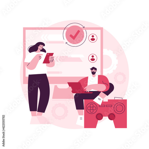 Cross-platform play abstract concept vector illustration. Remote games play, cross-platform online multiplayer, support any console, universal video game, all platform access abstract metaphor.