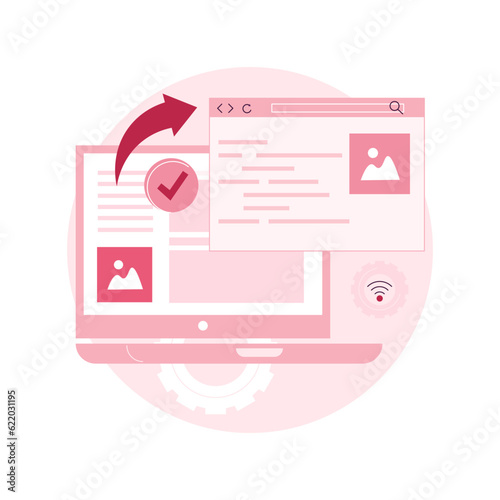 Cross-browser compatibility abstract concept vector illustration. Multi-browser compatible, cross-browser development, software compatibility testing, website user experience abstract metaphor.