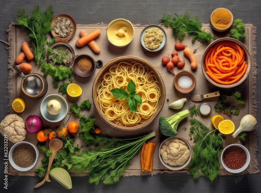 Fresh fish soup in bowl on black background, top view. Created with Generative AI technology. Fresh fish soup in bowl on black background, top view. Created with Generative AI technology.