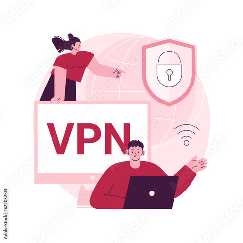 VPN access abstract concept vector illustration. Virtual private network access, remote proxy server, VPN service, unblock website online, secure internet, global connection abstract metaphor.