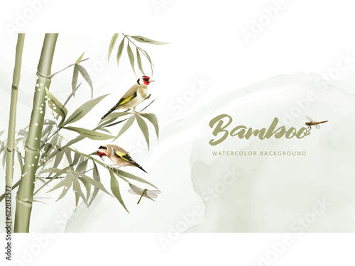 hand painted watercolor bamboo background