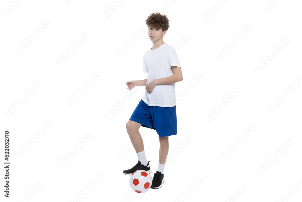 PNG,teenager with a ball, isolated on white background