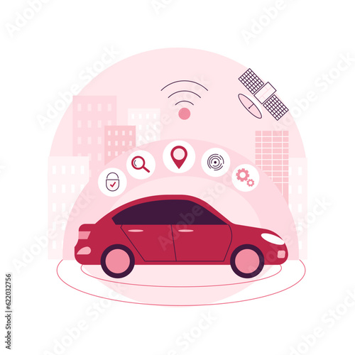 Autonomous car abstract concept vector illustration. Self-driving car, driverless robotic vehicle, sensor based technology, autonomous vehicle, self-operated, test-drive abstract metaphor.