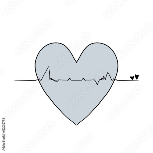 heartbeat Icon, Illustration, Logo,Tangled grungy heart, colour