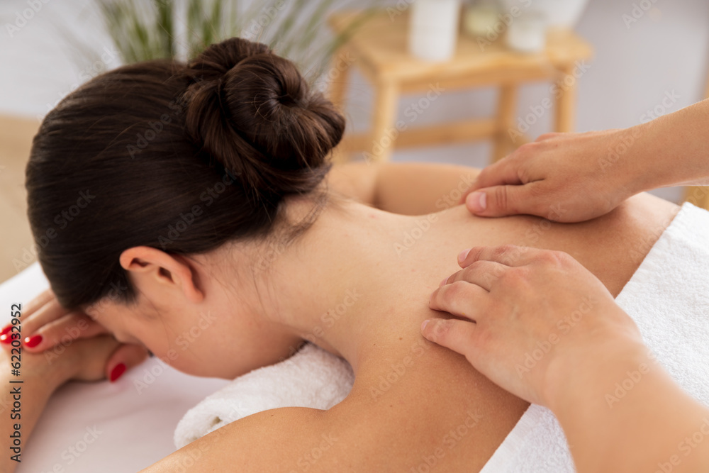 Concept of spa, relax and self care with beautiful young woman Concept of spa, relax and self care with beautiful young woman