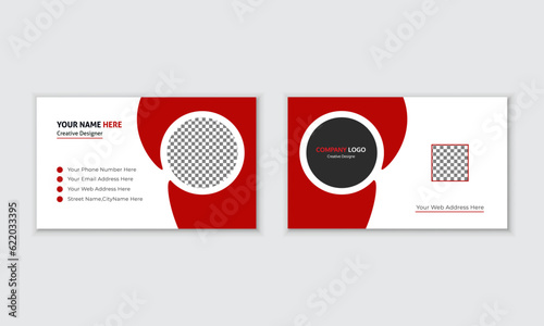 vector red and white modern business card design template