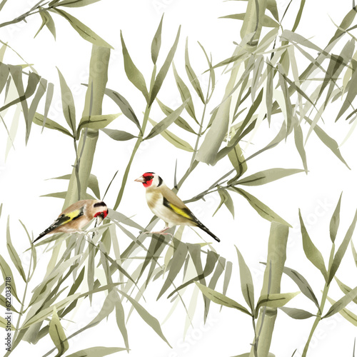 hand painted watercolor bamboo seamless pattern