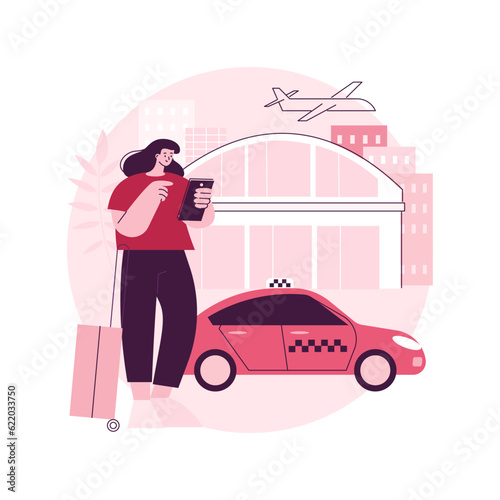 Taxi transfer abstract concept vector illustration. Airport private transfer, freight taxi service, hotel transportation, safe fast journey, professional driver, business class abstract metaphor.