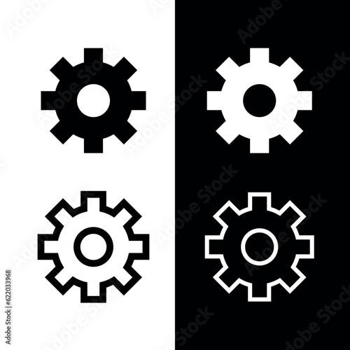 Gear icon. Parameter or setting symbol. Detail of mechanisms, machines or machine tools. Industrial symbol.