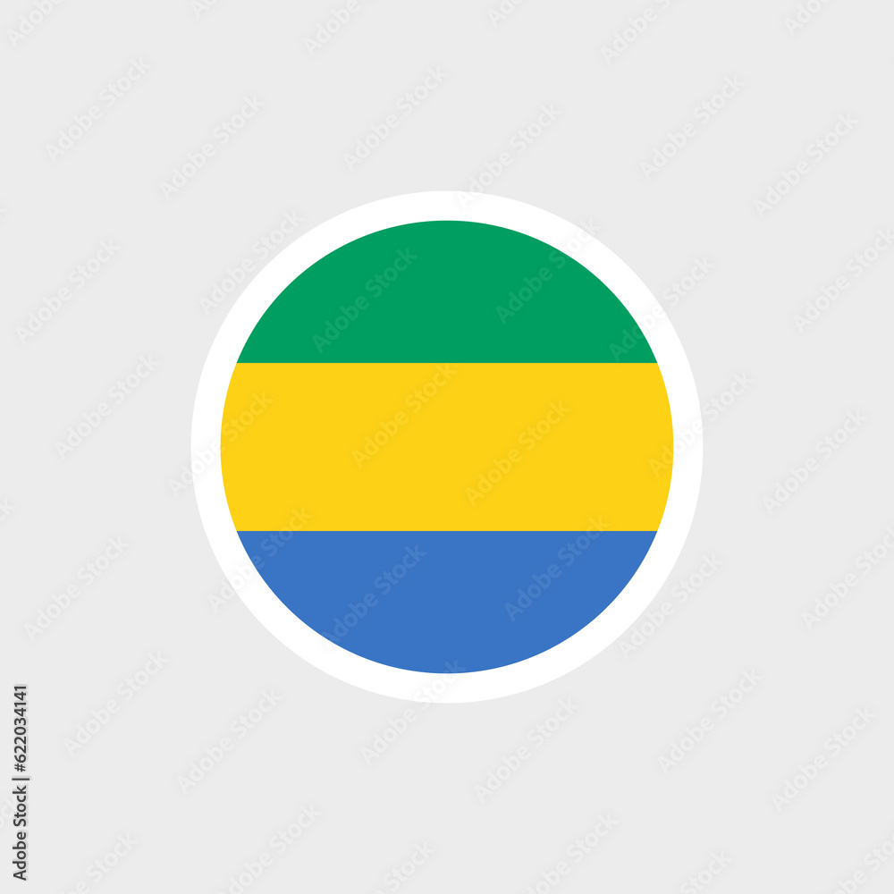 Flag of Gabon. The Gabonese tricolor flag is green-yellow-blue. State symbol of the Gabonese Republic. Flag of Gabon. The Gabonese tricolor flag is green-yellow-blue. State symbol of the Gabonese Republic.