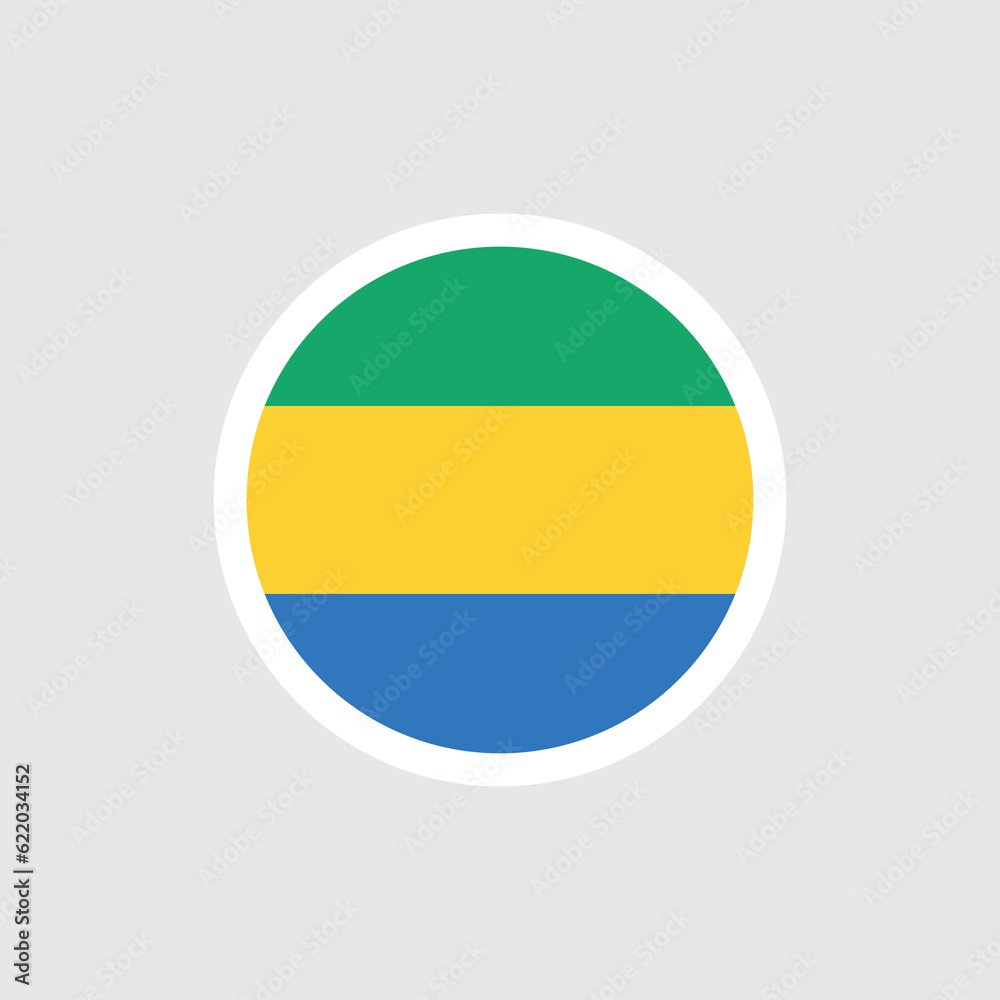 Flag of Gabon. The Gabonese tricolor flag is green-yellow-blue. State symbol of the Gabonese Republic. Flag of Gabon. The Gabonese tricolor flag is green-yellow-blue. State symbol of the Gabonese Republic.