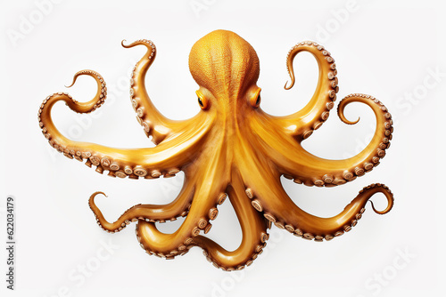 gold octopus on a white background Generative AI 
