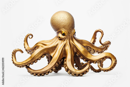 gold octopus on a white background Generative AI  