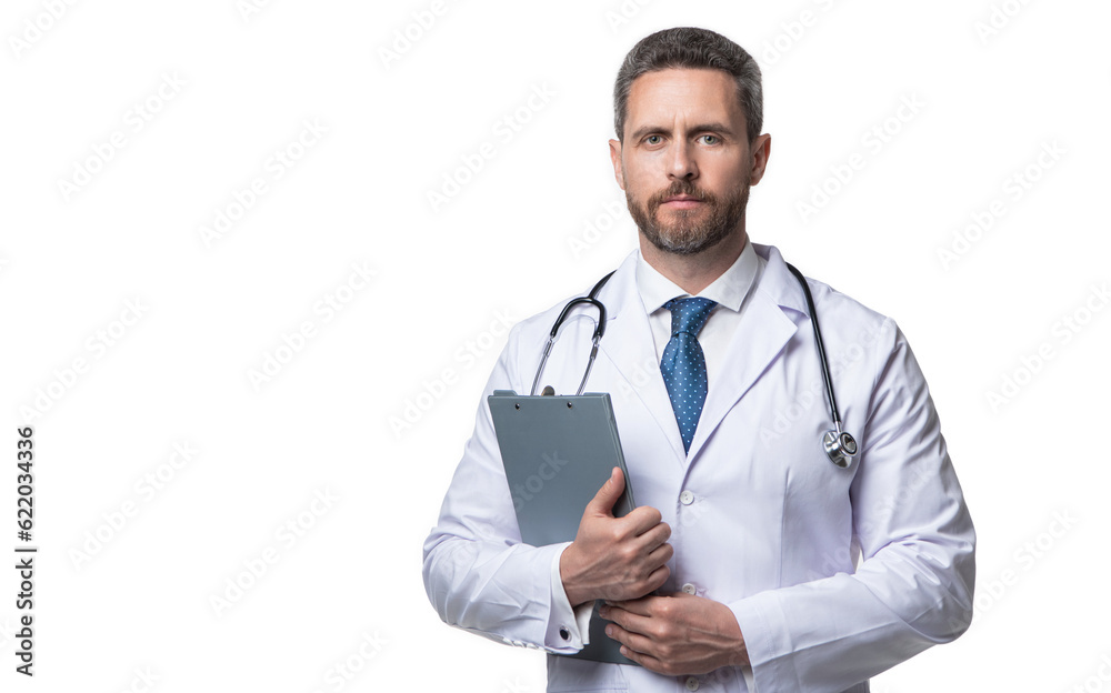 internist with anamnesis isolated on white,advertisement. internist with anamnesis in studio internist with anamnesis isolated on white,advertisement. internist with anamnesis in studio