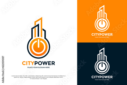 City power vector logo template. This design use power symbol. Suitable for technology.