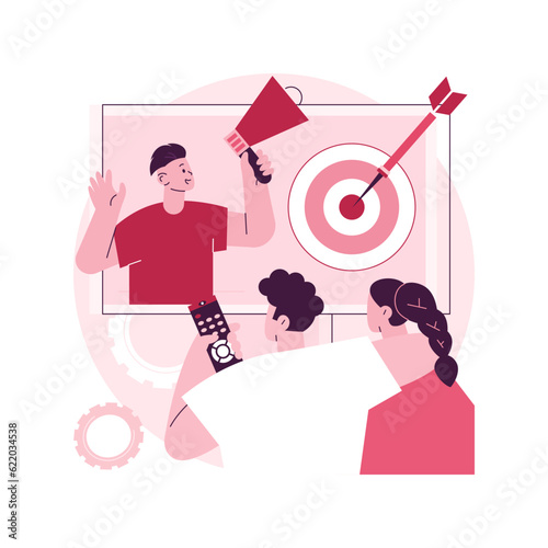 Addressable TV advertising abstract concept vector illustration. TV ad campaign, new advertising technology, addressable television, target marketing, audience relevant message abstract metaphor.