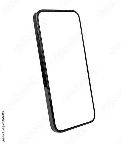 Mobile phone screen mock up isolated on white background