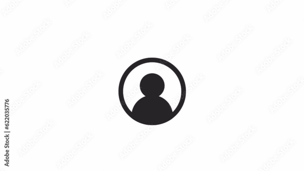 Default avatar bw 2D object animation. No photo available. Avatar profile for social media. Default user outline cartoon 4K video, alpha channel. Faceless face animated icon on white background