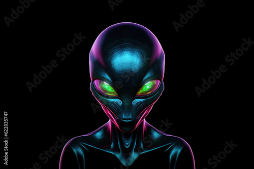 alien on black background Generative AI	
