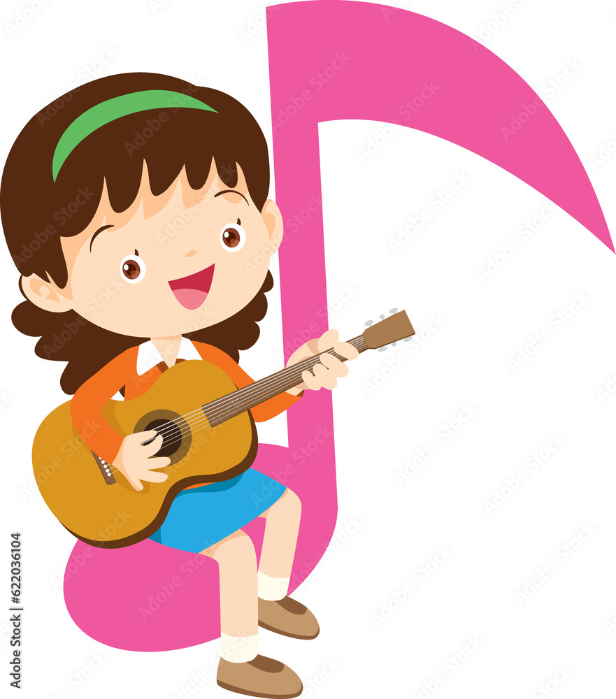 music kids. Children sing and Playing Musical instruments on note music kids. Children sing and Playing Musical instruments on note