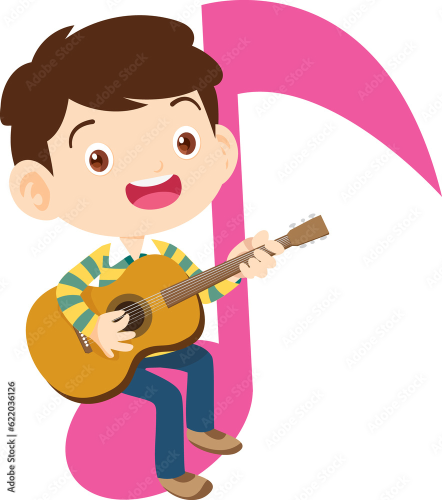 music kids. Children sing and Playing Musical instruments on note music kids. Children sing and Playing Musical instruments on note