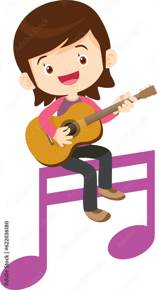music kids. Children sing and Playing Musical instruments on note music kids. Children sing and Playing Musical instruments on note