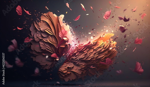 A whirlwind of multi-colored petals of different flowers.Generative AI