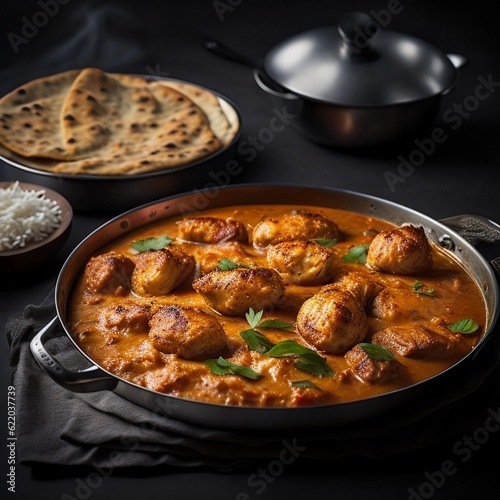 Exquisite Combination: Chicken Tikka Masala Paired with Fluffy Naan