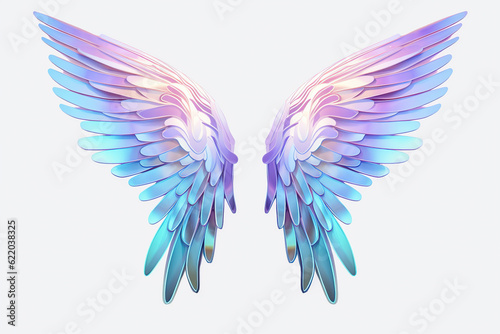 holographic angel wings on a white background Generative AI 
