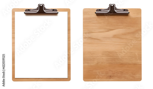 Set of Plain empty blank clipboard clip board with paper sheet on transparent background cutout, PNG file. Mockup template for artwork graphic design. 3D rendering. copy text space
 photo