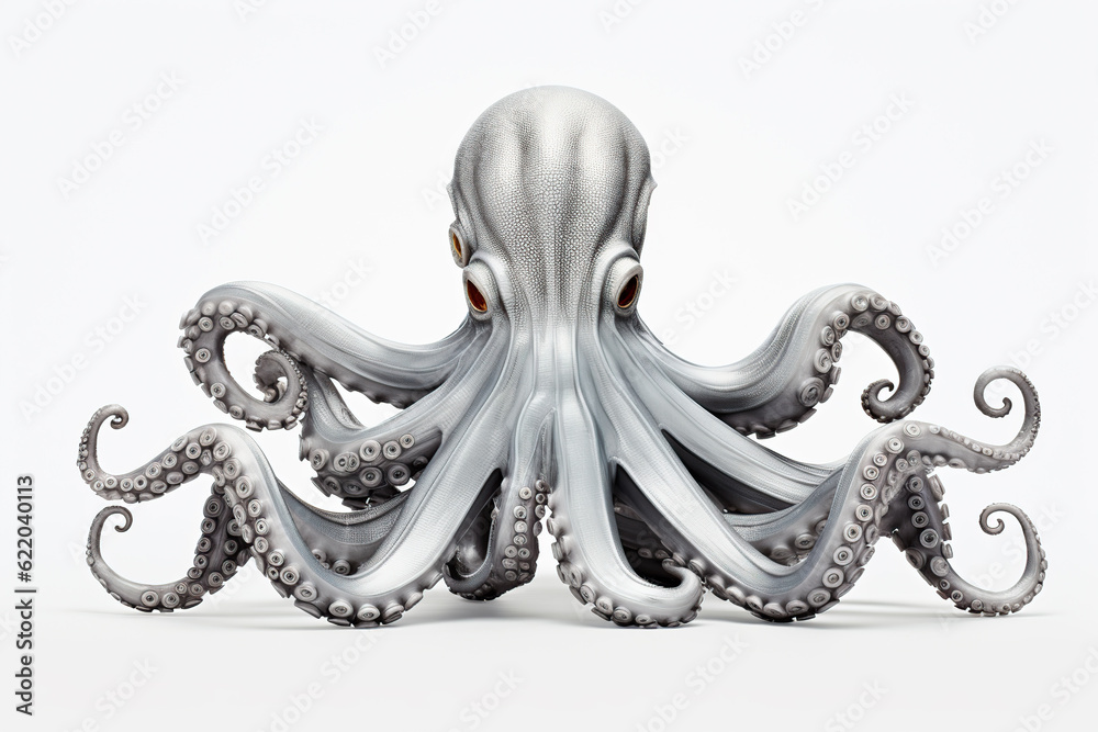 silver octopus on a white background Generative AI
silver octopus on a white background Generative AI