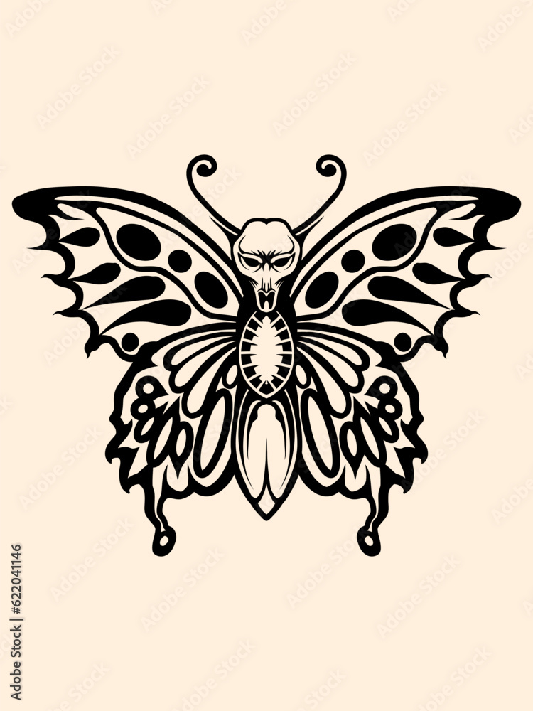 vector lineart skull butterfly illustration design vector lineart skull butterfly illustration design