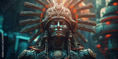 Mythical Inca God Inti, God of sun. Generative AI