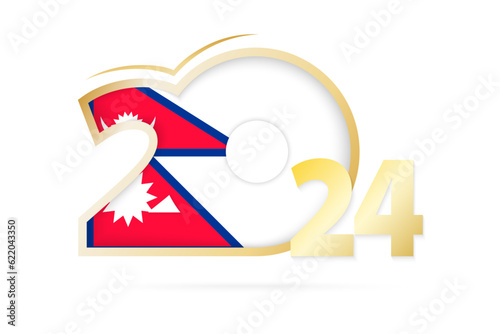 Year 2024 with Nepal Flag pattern.