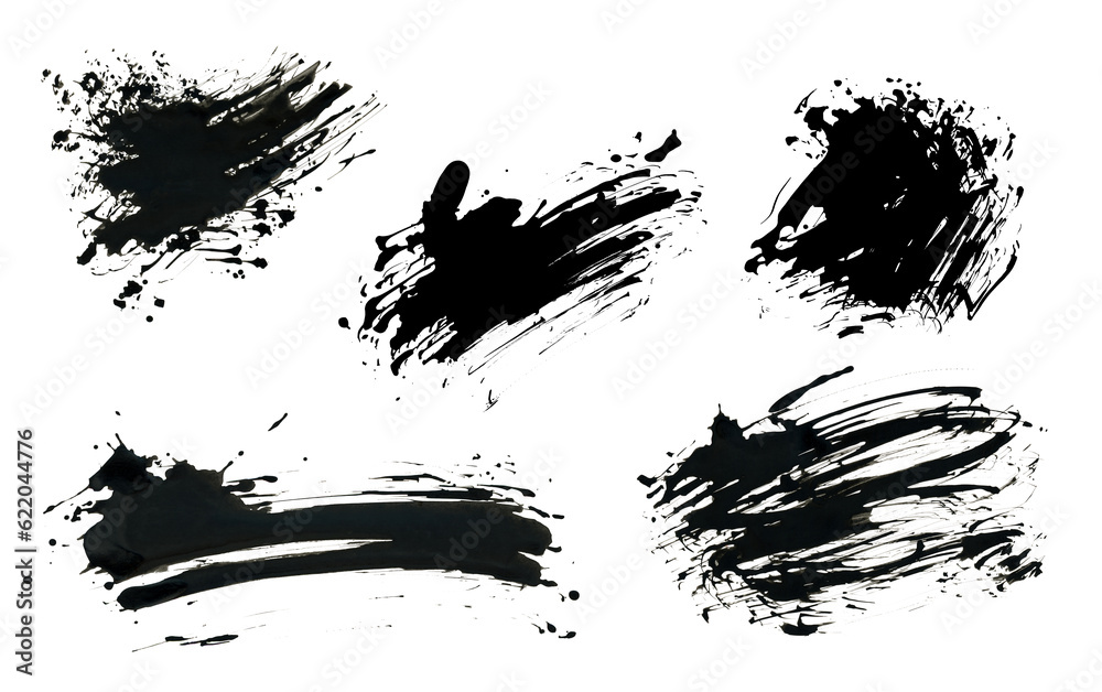 Hand drawn scrawl sketch black ink blot. Texture art abstract background..