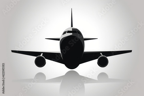 airplane Logo in the sky, Black Logo of a Modern Plane on a White Background © Ben