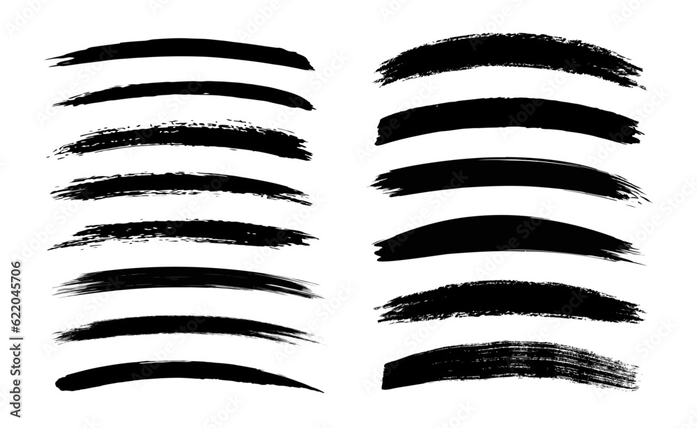 Collection of vector paint brush strokes, hand drawn brush stroke textures set.
