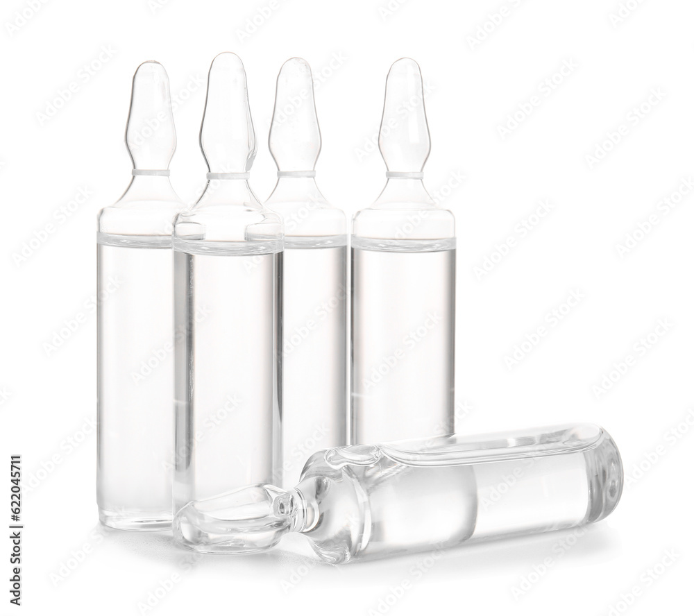 Medical ampules on white background Medical ampules on white background