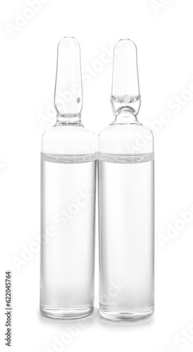 Medical ampules on white ba...