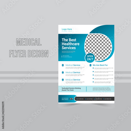 Vector medical health care services poster and flyer template design